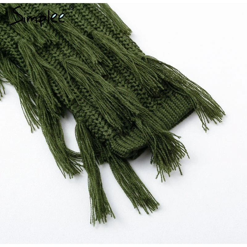 Женский свитер Simplee армейского зеленого цвета повседневный пуловер с круглыми