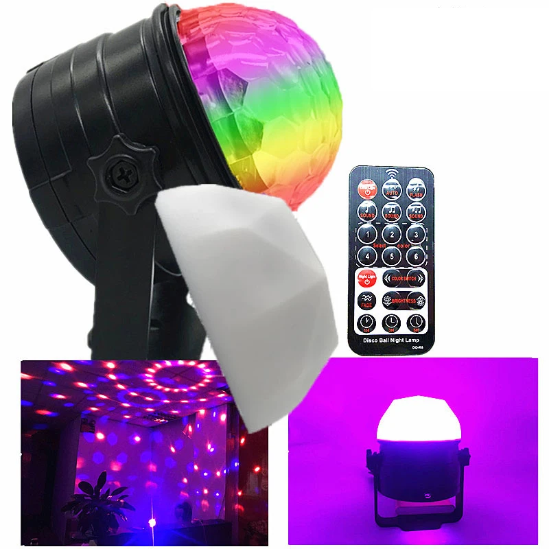 Миниатюрный RGB Хрустальный волшебный звуковой активационный диско-шар 9 Вт