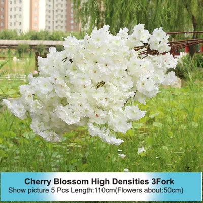 High 3 Fork High Densities 4 6 fork Fake Cherry Blossom Flower Branch Begonia Sakura Tree Stem for Event Wedding Tree Deco Artificial Decora - Цвет: High 3 Fork