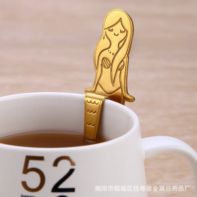 Hangable маленький мини 304 нержавеющая сталь Русалка кофе ложка для перемешивания чай Ложка десертная посуда золото