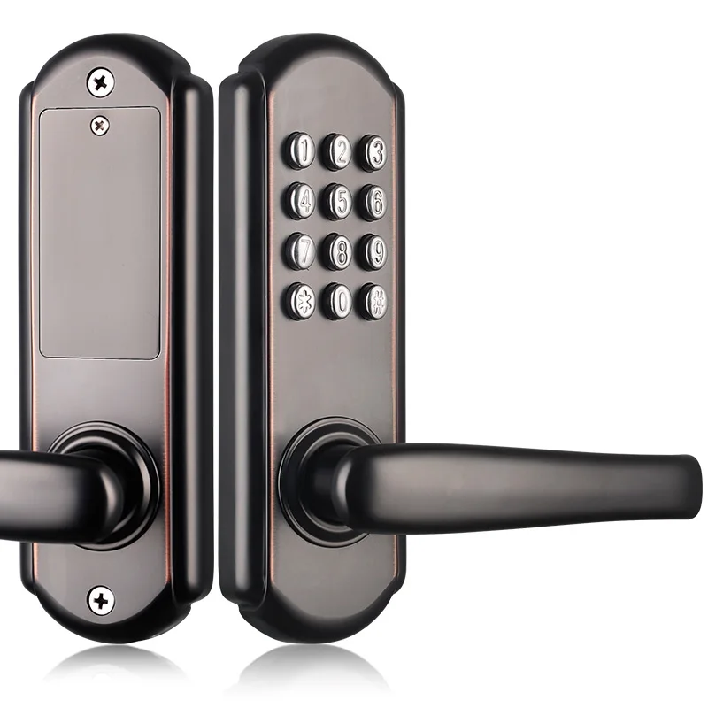 Black Waterproof Mechanical Digital Door Lock Push Button Keypad Keyless Code Combination Lock Set Intelligent Smart Door Lock - Цвет: Black