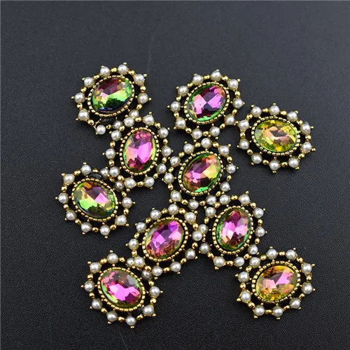 10PCs-Pearl-Colorful 10 шт. Топ 3D очаровательные Стразы для украшения ногтей, Кристальные стразы, алмазные камни, драгоценные камни, ювелирные изделия для ногтей, аксессуары, Новое поступление, сплав - Цвет: 10PCs-Pearl-Colorful