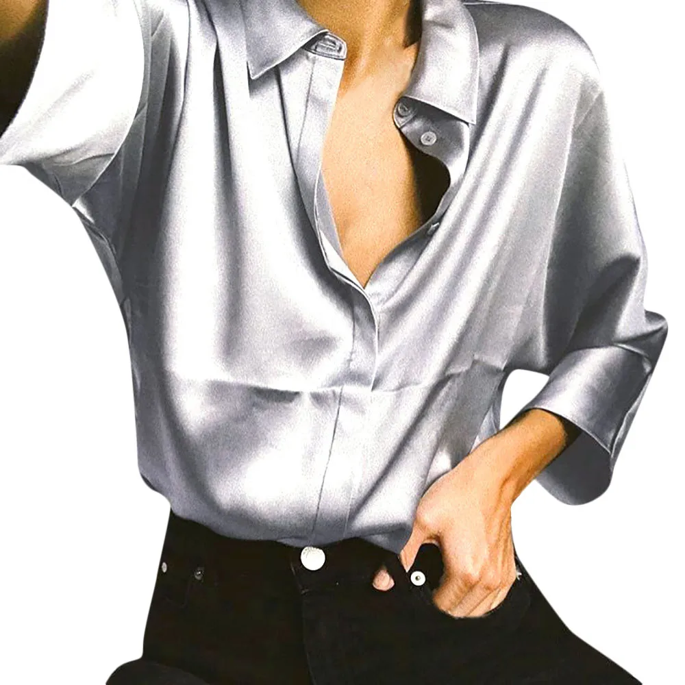 Лидер продаж модная Женская Осенняя футболка с отложным воротником однотонные