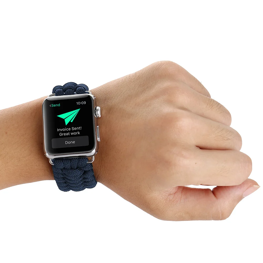 Для iWatch Apple Watch 38 мм 42 мм для мужчин нейлоновая веревка браслет для выживания ремешок для часов Повседневная Спортивная Замена для мужчин t ремень аксессуары для часов