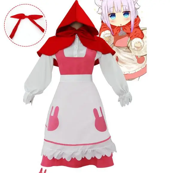 

Miss Kobayashi's Dragon Maid Kamui Kanna The Little Match Girl Little Red Riding Hood Dress Uniform Meidofuku Cosplay Costumes