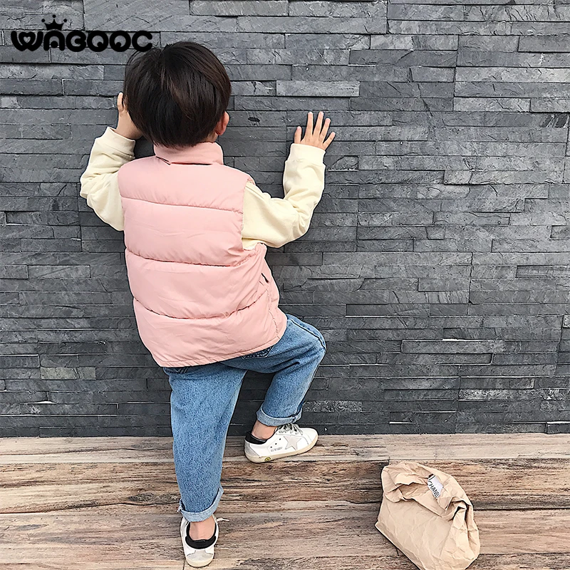 WABOOC/Коллекция 2018 года новый зимний детский хлопковый жилет с воротником-стойкой