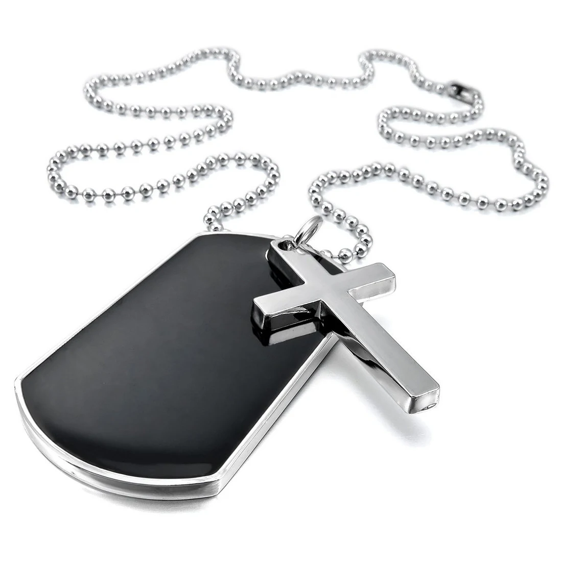 Stainless Steel Necklace Pendant Dog Tags Army Nameplate Cross Shaving Blade Necklaces Chain for Men Women Unisex | Украшения и
