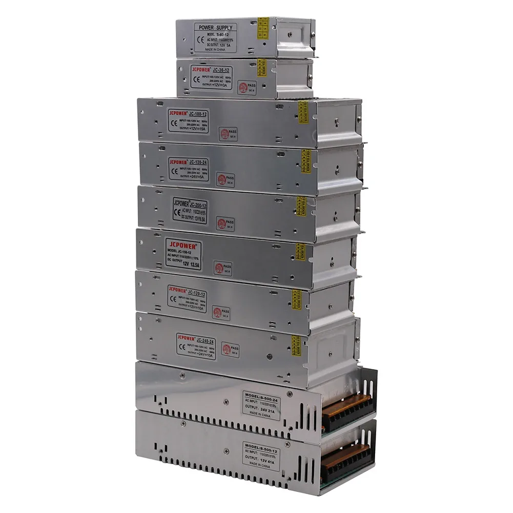 Switching Power Supply Transformer AC 110V 220V To 12V 1A 12W 2A 24W 3A 36W 5A 60W 50A 600W Power Adapter For Led Strip Lights