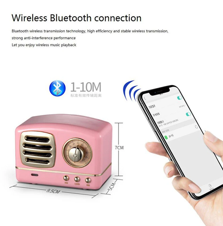Портативное минирадио беспроводные bluetooth-колонки Классическая Ретро музыкальный плеер стерео Поддержка AUX аудио TFcard домашнее украшение