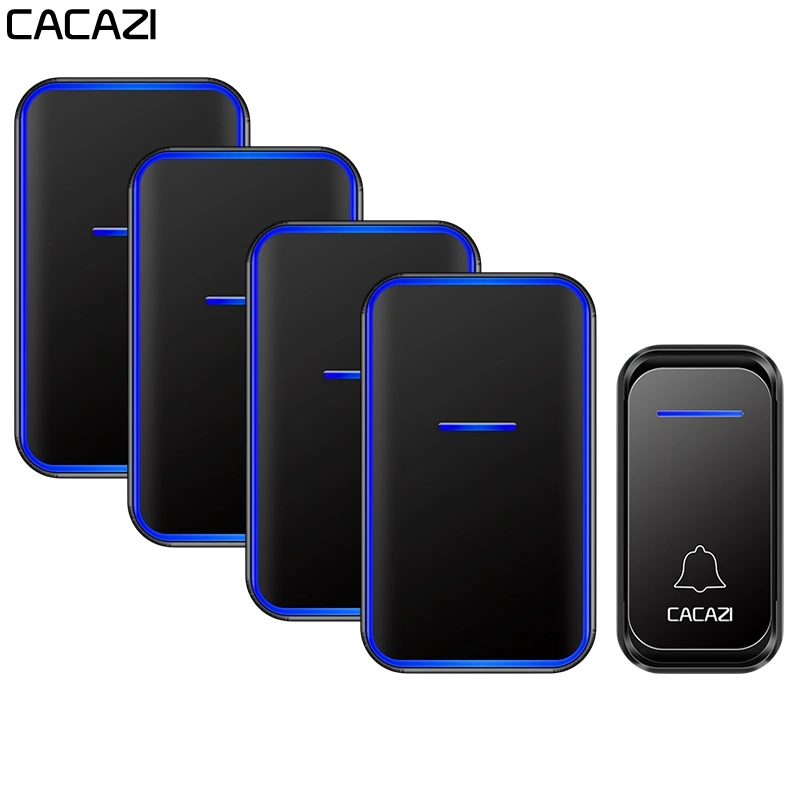 

CACAZI Home Welcome Wireless Doorbell Waterproof 1 Button 4 Receiver US EU UK AU Plug 300M Remote Wireless Call Door Bell Chime