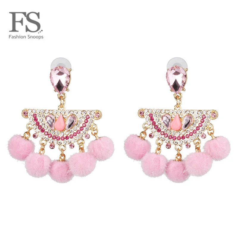 Модные Винтажные серьги подвески FASHIONSNOOPS эффектные ручной работы с помпоном для