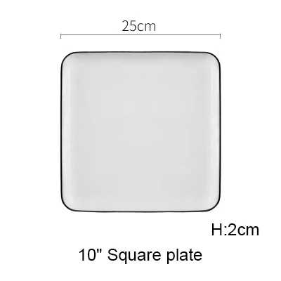 10 inch square plate Простая керамическая квадратная тарелка в европейском стиле 5, 8, 10 дюймов прямоугольная тарелка в черную полоску китайская тарелка для стейка - Цвет: 10 inch square plate