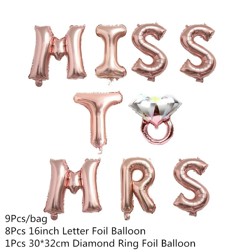 B Chicinlife, 9 шт., 16 дюймов, с надписью Miss To Mrs, фольгированные воздушные шары для девичника, вечерние, для свадьбы, для душа, для помолвки, свадьбы, украшения для невесты - Цвет: B