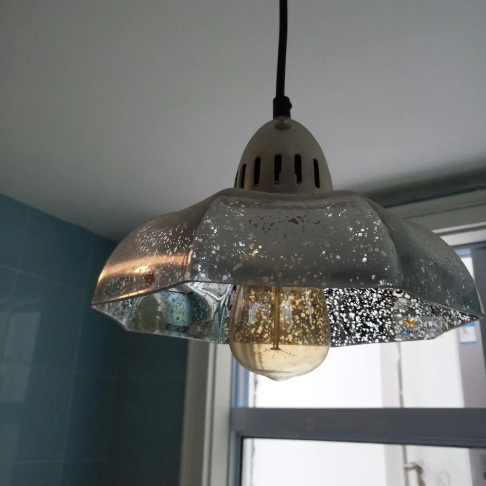 Ретро Стекло оттенка Кофейный батончик подвесные огни Американский винтажный