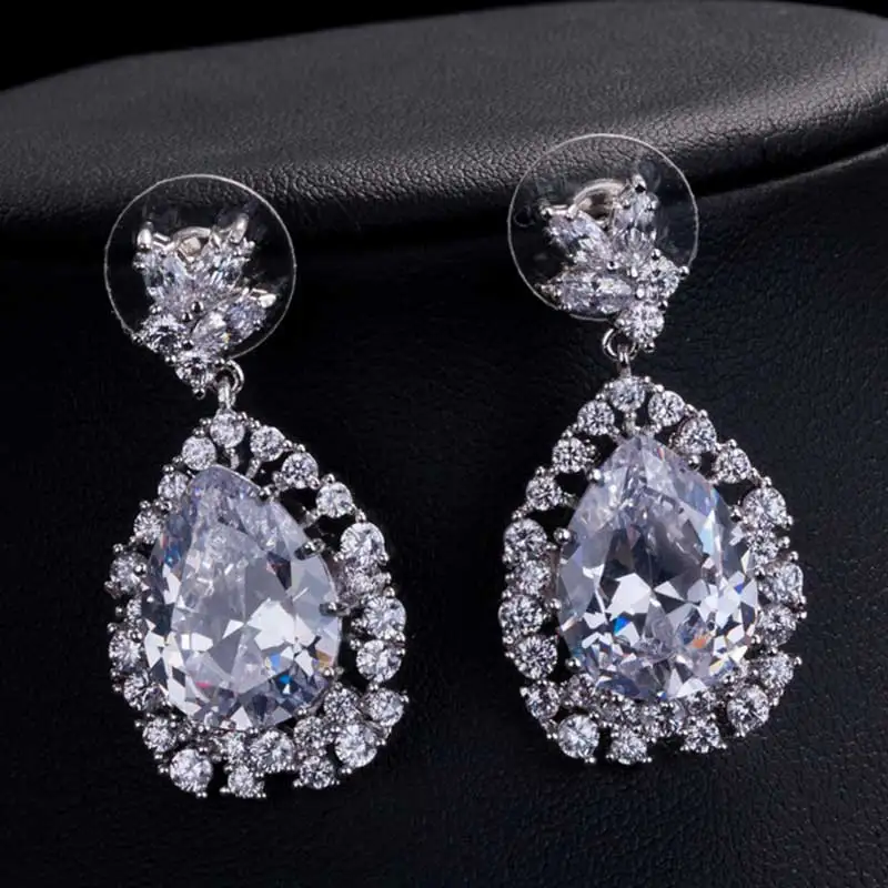 Moonso Стерлинговое Серебро Свадебные комплекты для вечеринок большое грушевое