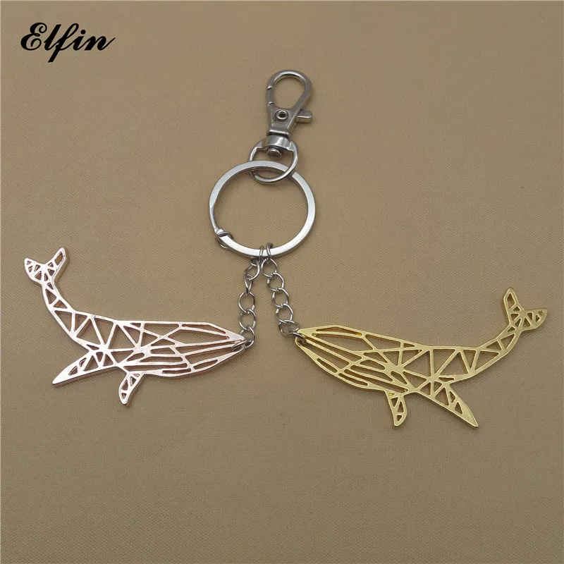 Elfin уникальные модные оригами брелоки в виде Кита золотого цвета серебряного