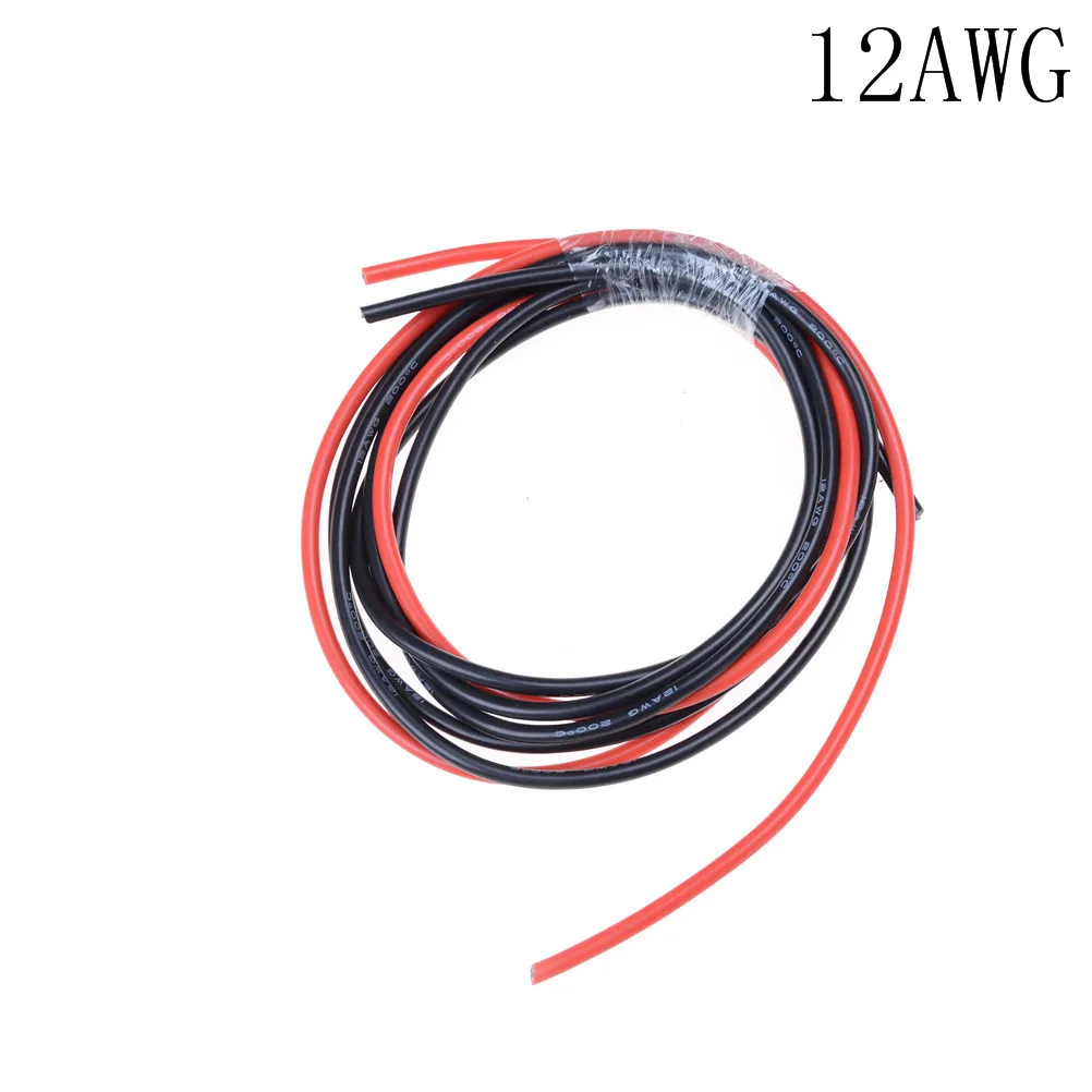 Горячая продажа 1 метр красный + Черный силиконовый провод 12AWG 14AWG 16AWG 22AWG 24AWG