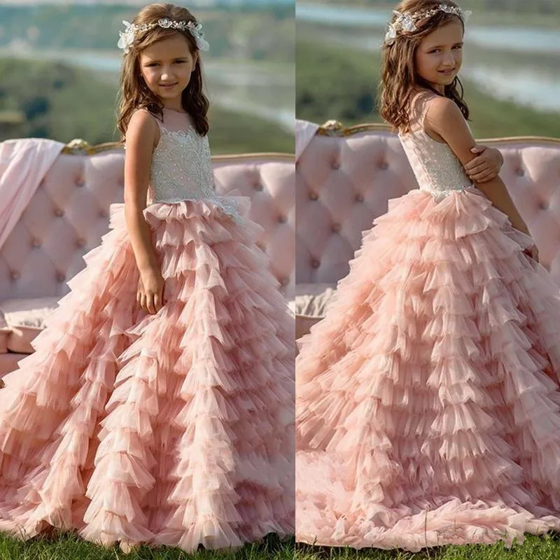 same as picture Glitz/платье с цветочным узором для девочек многослойное платье принцессы из тюля с кружевными аппликациями с коротким шлейфом и кристаллами, изготовленное на заказ, для особых случаев - Цвет: same as picture