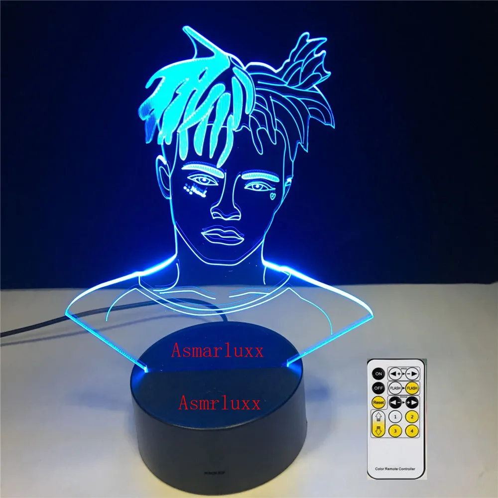 Лыжная маска the Slump God Rapper 3D лампа иллюзия 7 цветов меняющий стол светильник