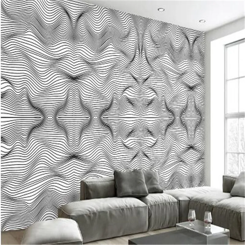 

Black White 3D Wallpapers for Bedroom Living Room Background Walls Painting Modern Abstract Art Murals Light Silver Wall Papers