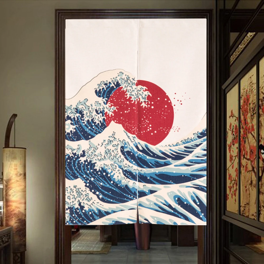 Креативный японский стиль Noren Mount Fuji Украшенные 85x120 см морские пейзажи печатные двери шторы для лапши магазин кухня