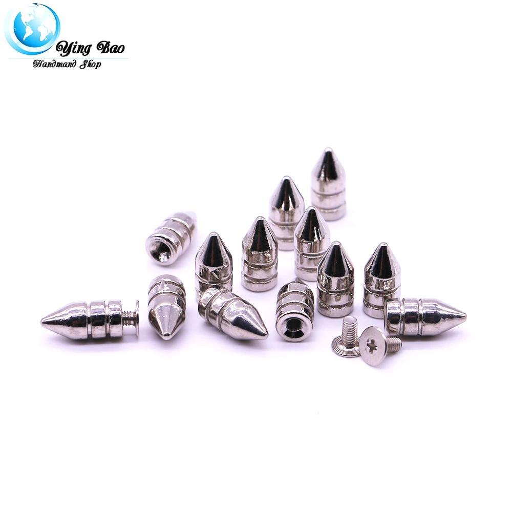 

10sets/pack 7mm (Diameter), 15mm (Height) studs and spikes for clothes black Silver bullet studs B-09