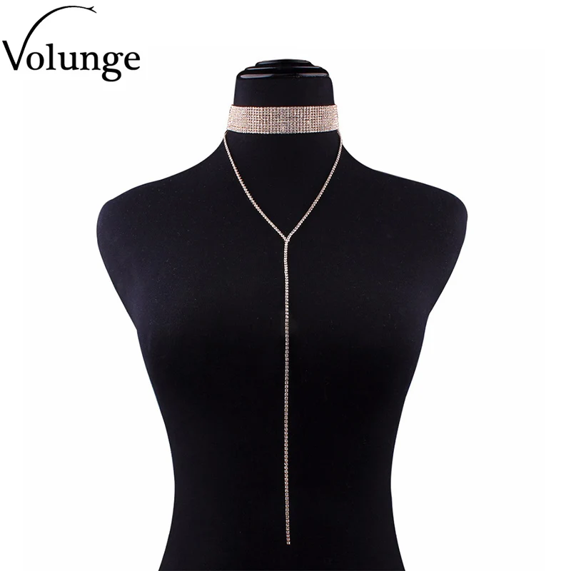 Женское Ожерелье-чокер золотистого цвета с красными стразами Многорядное