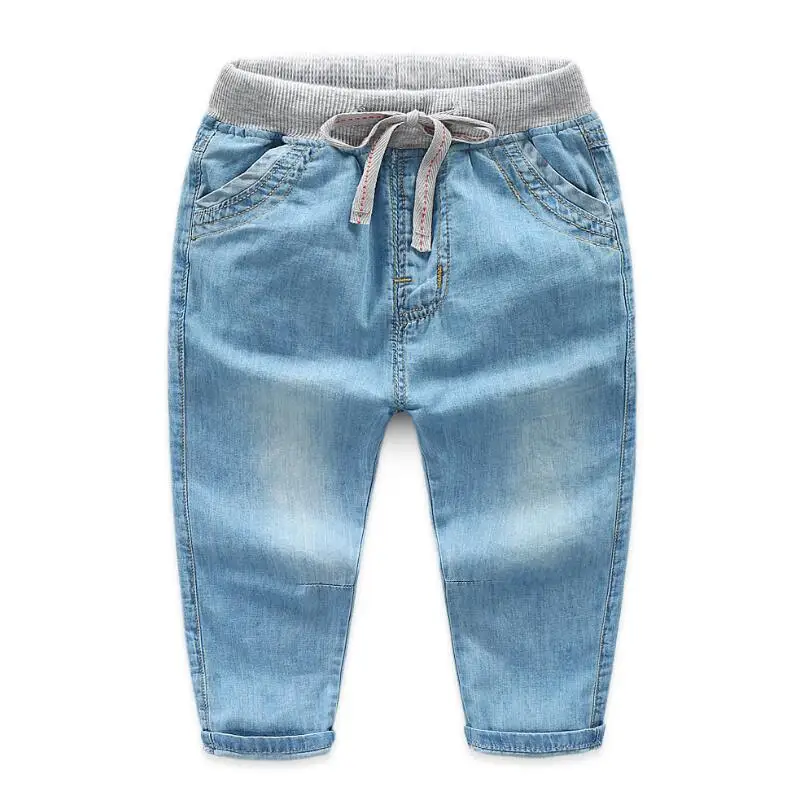 Мягкие джинсы для мальчиков джинсовые брюки темно-голубые детские на весну и