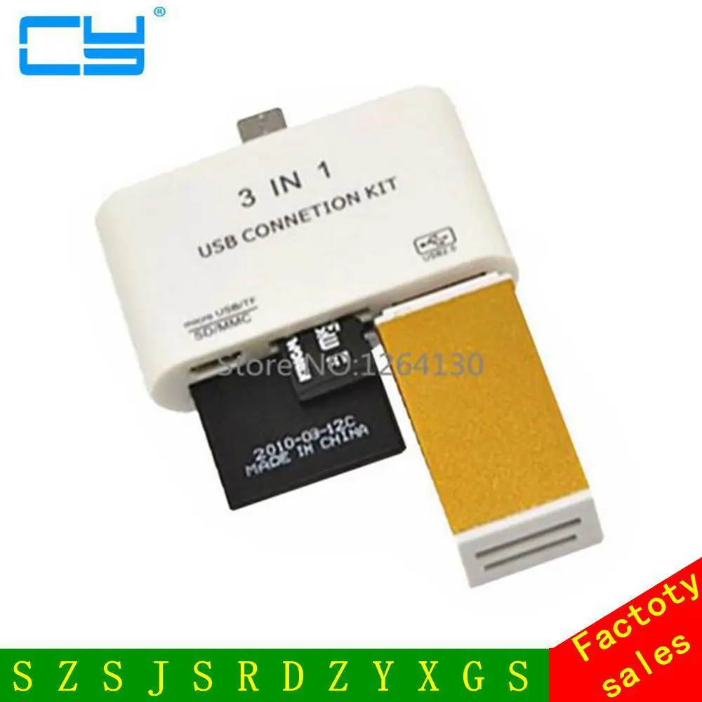 3 в 1 Micro USB OTG кабель micro SD TF U диск картридер хаб для Samsung Galaxy S5 S4 Note3 Бесплатная