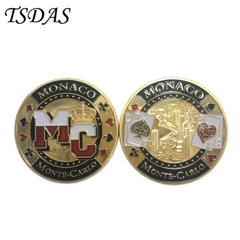 Monaco Monte Carlo Lucky Gambling Commemorative Coins With Round Box 40*3 mm 24k Gold Coin Drop Shipping | Дом и сад