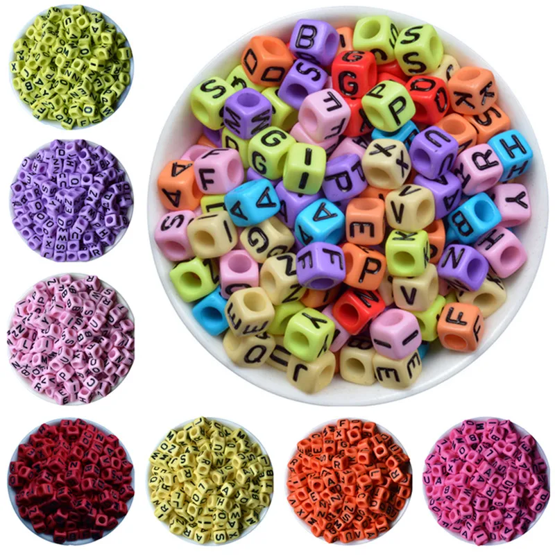 200 шт квадратные акриловые смешанные бусины алфавита для изготовления ювелирных