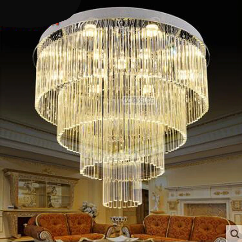 Хрустальная люстра для зала освещение гостиной круглый дизайн отеля ресторана