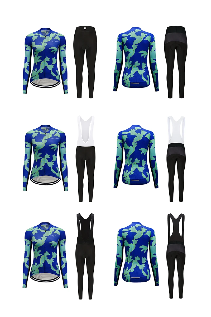 Women Winter thermal fleece cycling jersey set bicycle clothes uniform blouse skinsuit female bike clothing kit wear outfit