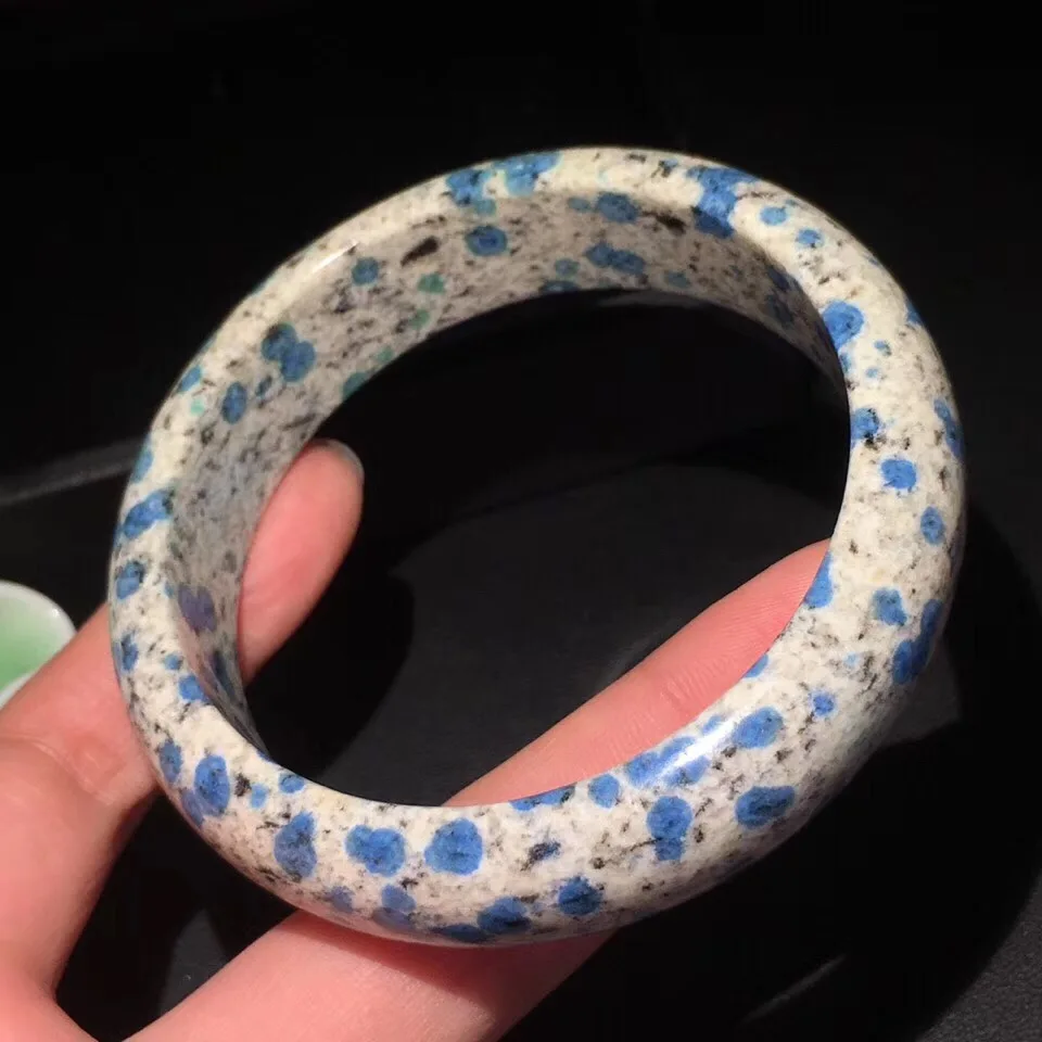 

61.8mm Natural K2 Blue Azurite Gemstone Bangle Volcanic Jasper Gemstone For Woman Lady Anniversary Gift Crystal Stretch Bangle