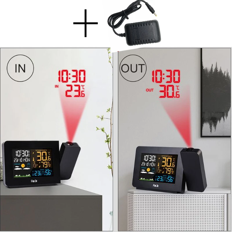 Wireless Weather Station Color Thermometer Forecaster Always On 12/24 Hours Projection Clock Humidity Meter With Remote Sensor | Дом и сад