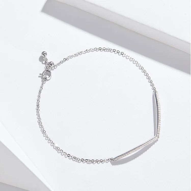 BISAER Кристалл Pulseira 925 пробы Серебряный светящийся кубический циркон женские серебряные браслеты свадебные ювелирные изделия из стерлингового серебра ECB137