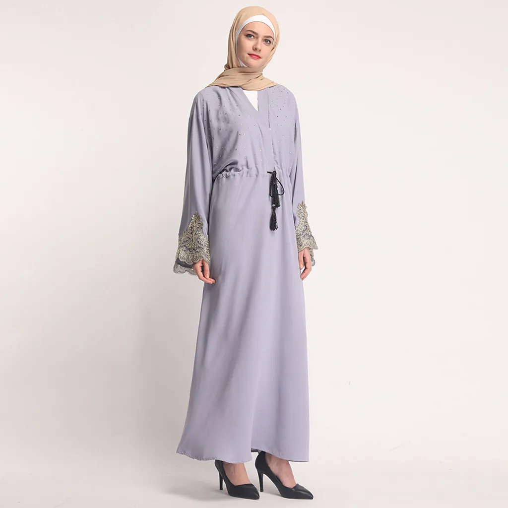 Платье большого размера винтажное черное кружевное платье с вышивкой Abaya Дубаи