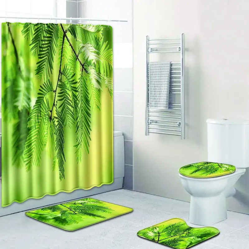 Free Shipping 4Pcs Red Maple Tree Banyo Paspas Bathroom Bath Mat Set Anti slip Tapete Banheiro Washable Toilet Rug Alfombra Bano | Дом и сад