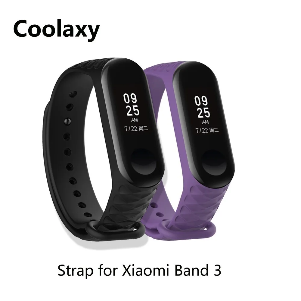Black Purple Coolaxy браслет для Xiaomi mi Band 3 ремешок для спортивных часов Силиконовый браслет для Xiaomi mi Band 3 аксессуары браслет mi band 3 ремешок - Цвет: Black Purple