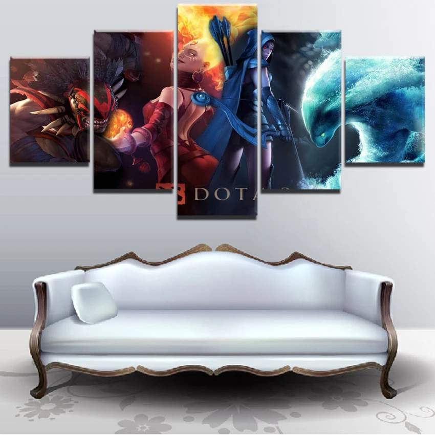 DOTA 2 Игра современные декоративные 5 шт. HD Печать холст печать дома плакат Холст