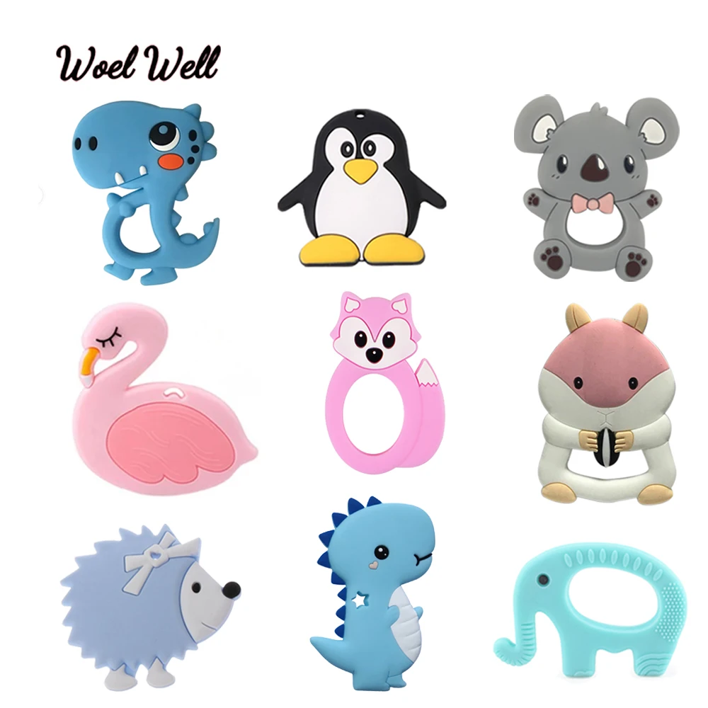 Woel Well 1 шт. Прорезыватели для зубов мультфильм белка кролик динозавр силиконовая подвеска-прорезыватель ожерелье аксессуары Младенческая жевательная игрушка