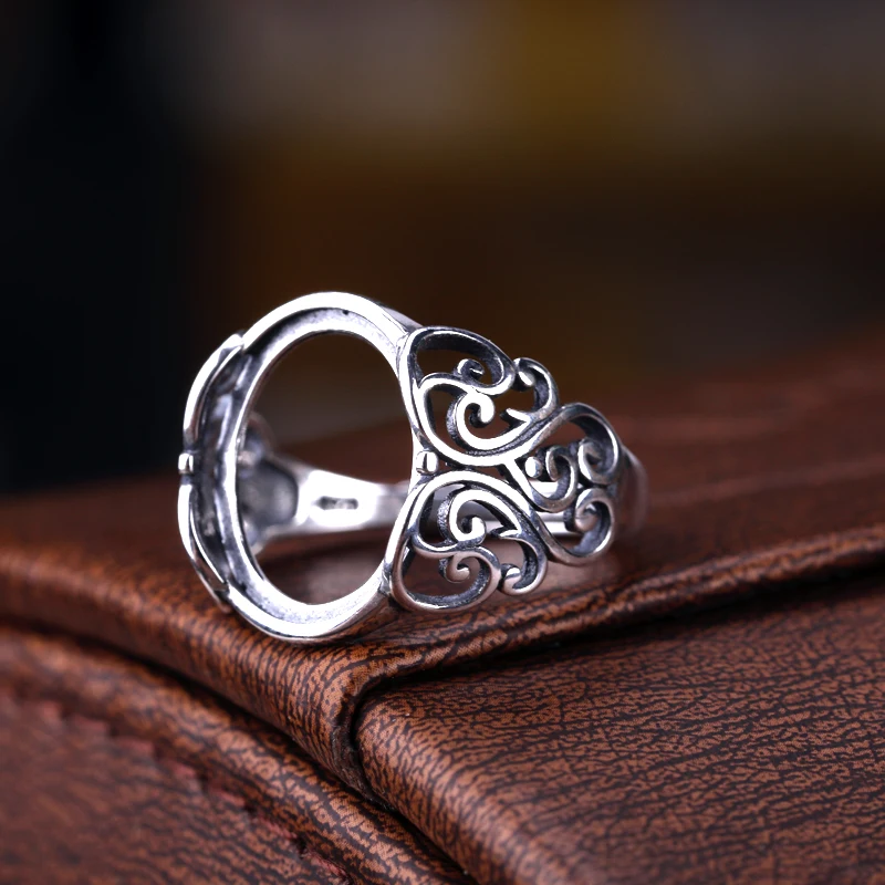 100% S925 Sterling Silver Color Ring Blank Base Fit 11x14/12x16mm Ring Settings Findings For Jewelry Making Accessories