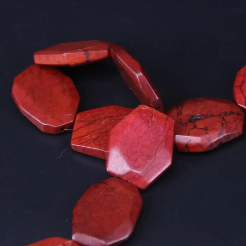 11-13pcs/strand Faceted Turquoises Slab Bead Pendants Orange Howlite,Cut Magnesite Stone Slice Nugget Loose Beads Jewelry Making