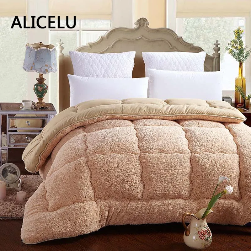 ALICELU Winter Comforters A Duvet Polyester Blanket Down Thick Wool Embossed Seven-hole Fiber Lamb Cashmere Feather Quilt | Дом и сад