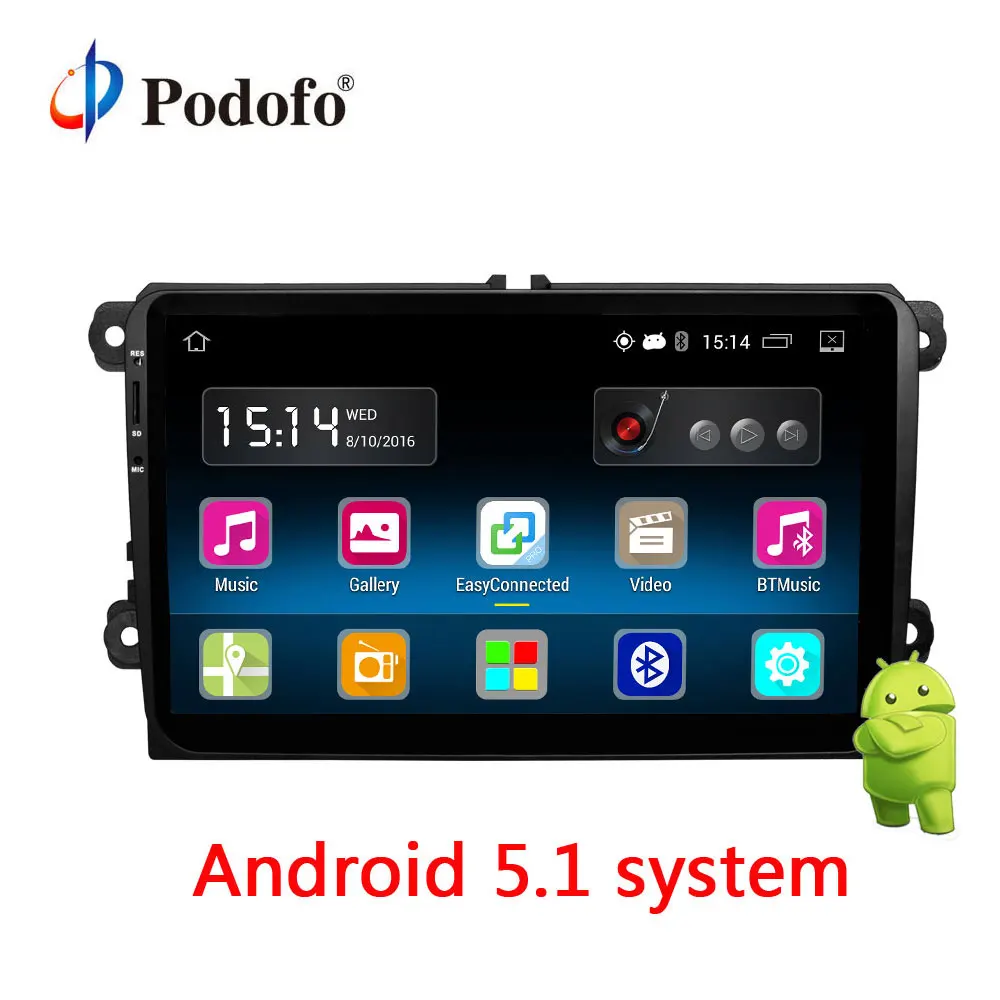 Podofo 2 Din 9 дюймов Автомобильный радиоприемник gps навигационные Радио сенсорный