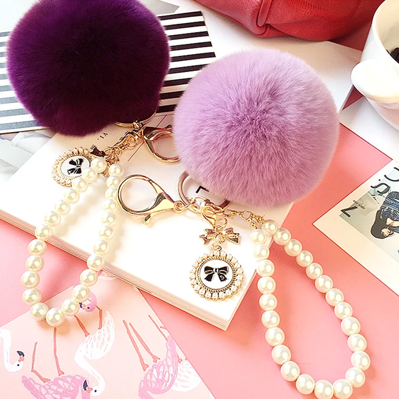 Горячая Для женщин леди Chrming мягкий пушистый меховой помпон шар бусы брелоки