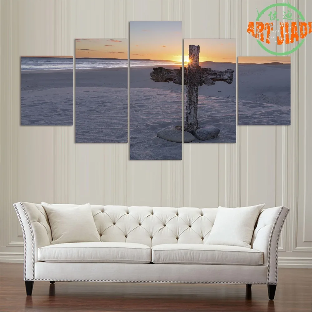 5 шт. Холст Искусство Альд крест на песчаной Дюне рядом с океаном Картина холсте