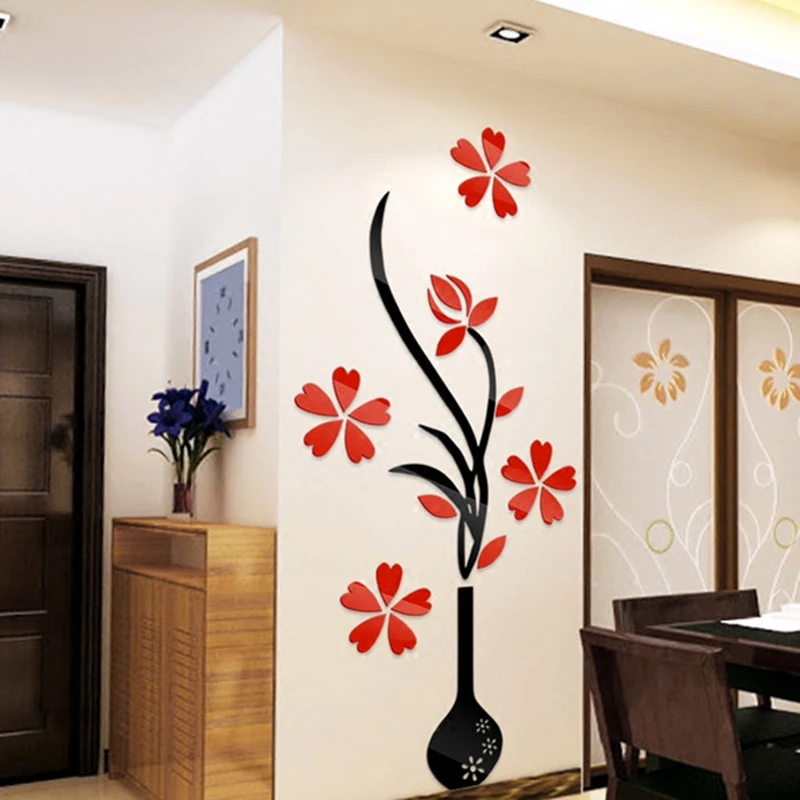 32 см X 80 см 3D Красный цветок декорацион Hogar модерано Наклейки На Стену Цветы decoracha Para Quarto Decoracion Hogar модерно