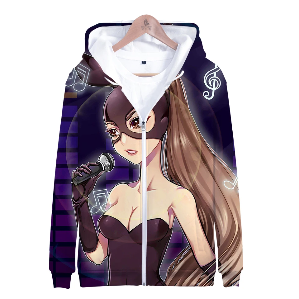 Ariana Grande 3D толстовка на молнии повседневные толстовки Новая мода крутая Highstreet осенне-зимняя одежда толстовка