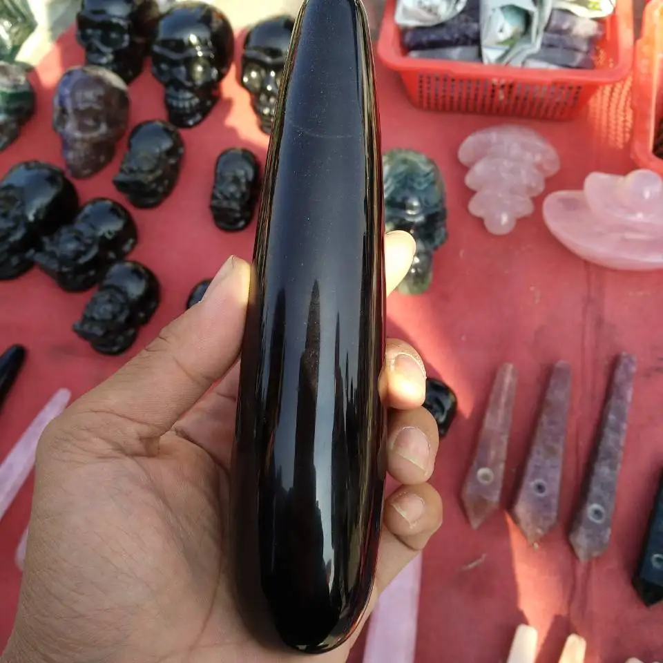 Массажная Полированная Металлическая лечебная палочка Reiki Obsidian 18 см|Камни| |